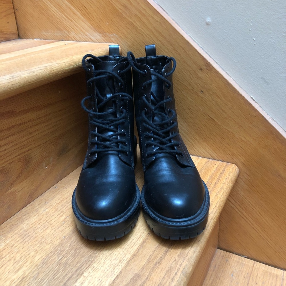 Black High Ankle Combat Boots